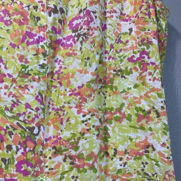J. Jill Love Linen Pink Green Artsy Abstract Printed Shift Dress Sz XS D65 - Picture 8 of 11